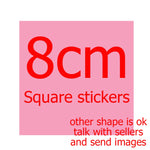 sticker personnalisable adhésif transparent moderne logo fruit flocon neige textes différentes couleurs jaune rose