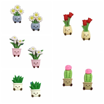 stickers kawaii plantes fleurs pots décoratifs réfrigérateur variés motifs souriants
