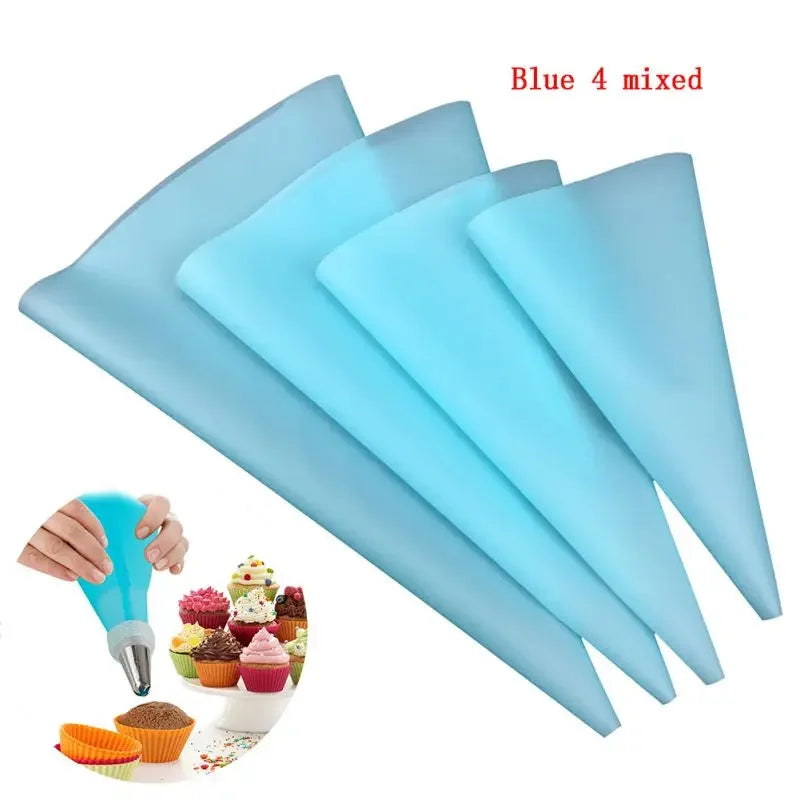 sacs pâte modeler silicone bleu clair vert fluo rose clair blanc coniques