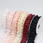 ruban plissé satiné largeur pouces polyester couleur unie rouge blanc noir rose clair decoration