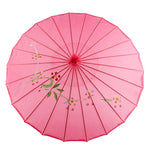 parapluie traditionnel artisanal japonais fleurs feuilles peintes main poignée bois rouge orange bleu violet