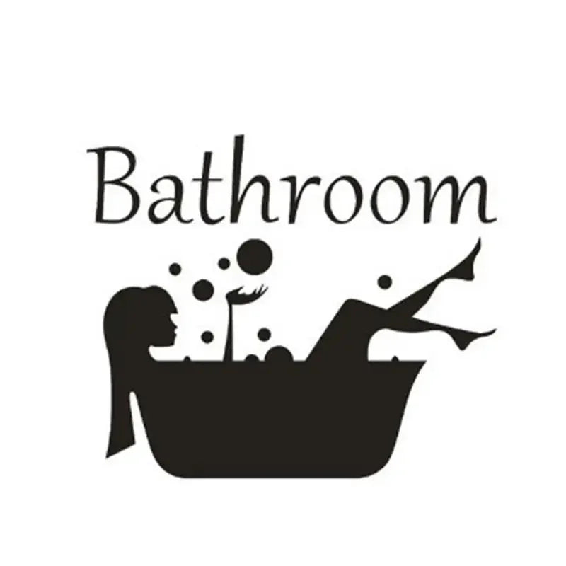 autocollant mural noir femme baignoire bulles graphique minimaliste