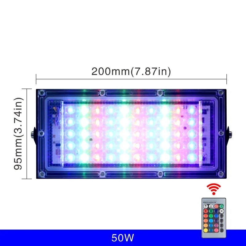 projecteur led noir moderne ip65 étanche télécommande flux lumineux élevé ac220v fixations certifié rohs