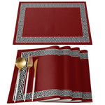 serviettes table classiques motif géométrique rouge gris bleu marine beige