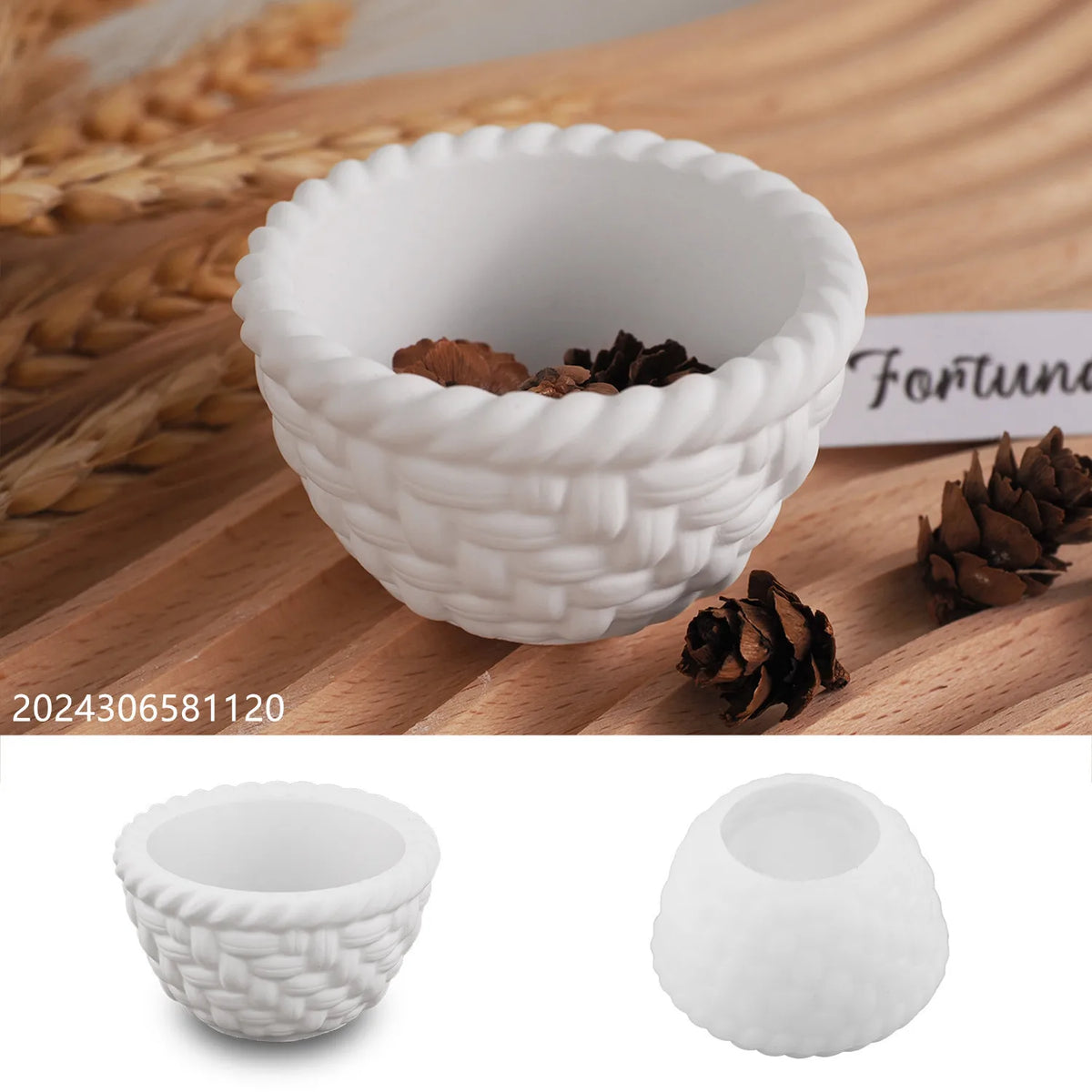 cache pot silicone tressé blanc moderne décoration intérieure fleurs séchées naturelle rusticité artisanale unique