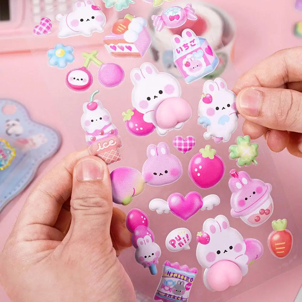 autocollants 3D animaux mignons fruits kawaii adhésifs décoratifs maison téléphone portable ordinateur