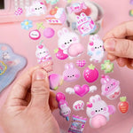 autocollants 3D animaux mignons fruits kawaii adhésifs décoratifs maison téléphone portable ordinateur