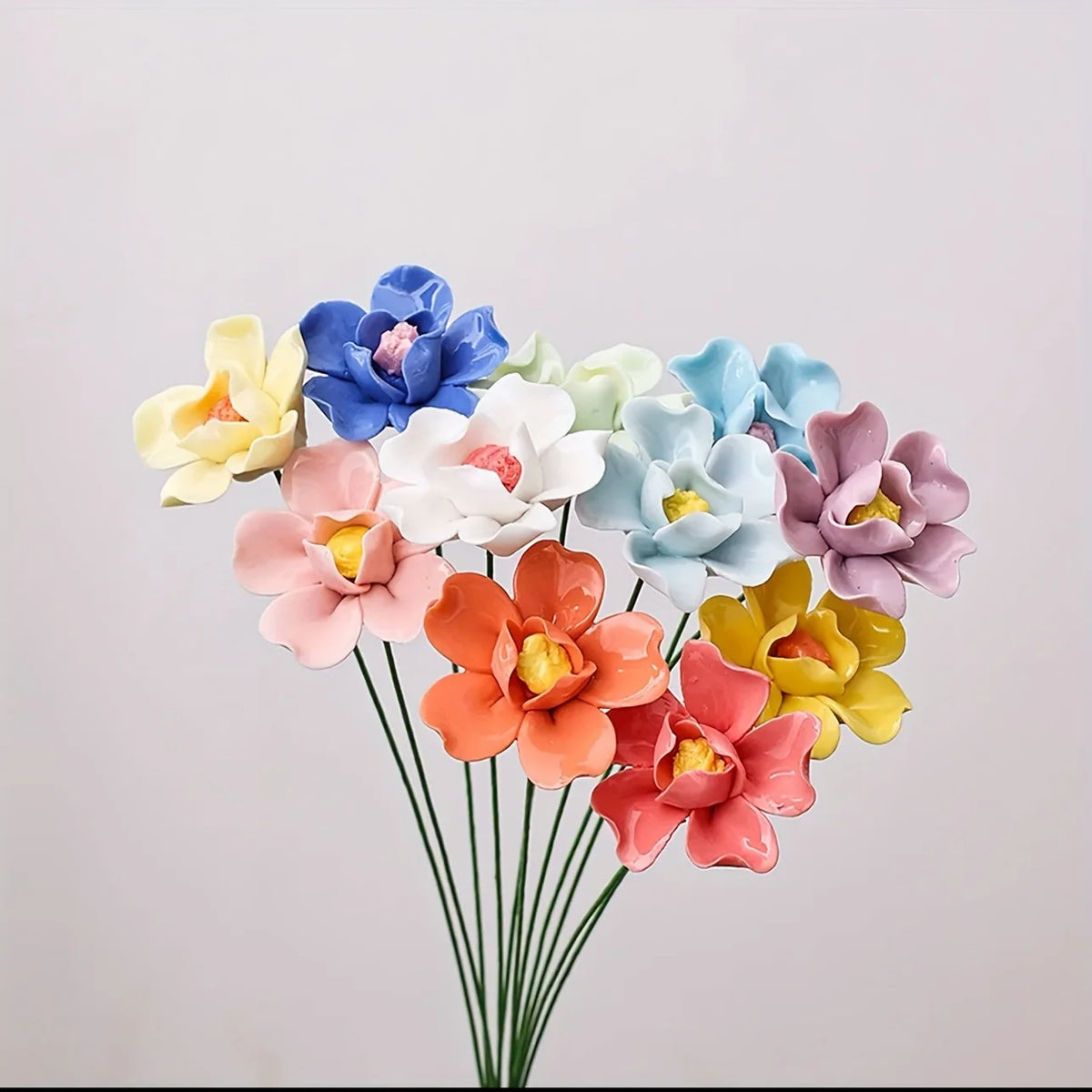 bouquet fleurs artificielles céramique multicolore décoration intérieure extérieure moderne anniversaire noël valentin mariage