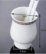 ensemble vaisselle salle bain blanc grèce classique porte brosse dents distributeur savon porte savon
