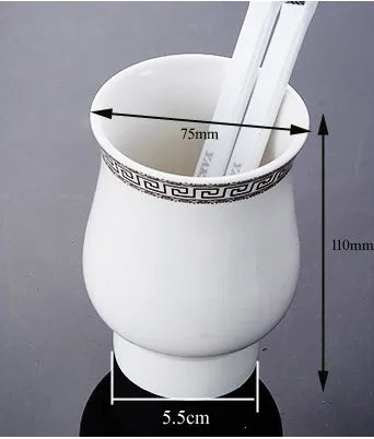 ensemble vaisselle salle bain blanc grèce classique porte brosse dents distributeur savon porte savon