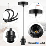 suspension lumineuse moderne câble noir blanc socle e27 100cm 150cm 200cm 250cm 300cm 350cm
