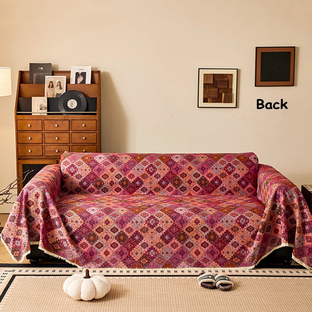 couverture canapé multicolore jacquard géométrique anti rayures extérieur intérieur