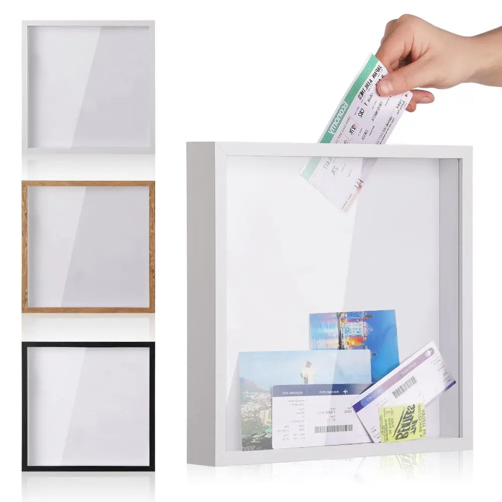 cadre mural contemporain noir blanc bois clips transparent simple 15 20 29 cm souvenirs