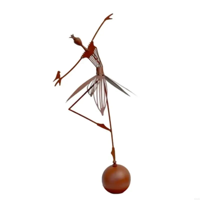 ornement artistique sculpture danseuse moderne or abstrait lignes fines base sphérique doréeextérieur jardin decorationminimaliste