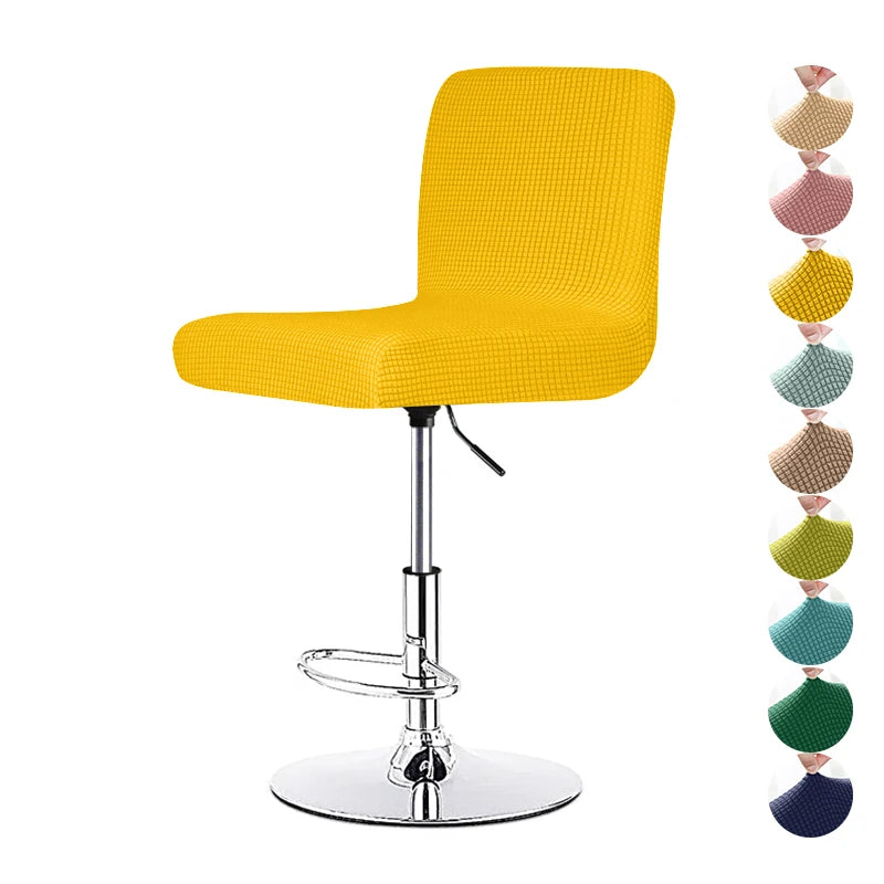 housse chaise élasthanne quadrillée moderne ajustable jaune gris restaurant banquet