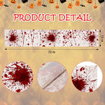 Toile décorative représentant des éclaboussures de peinture rouge sur un fond beige, créant une ambiance effrayante et sanglante pour la période d'Halloween.