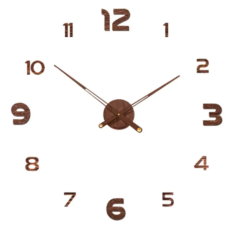 horloge murale moderne minimaliste quartz marron noir doré aiguille simple face unique