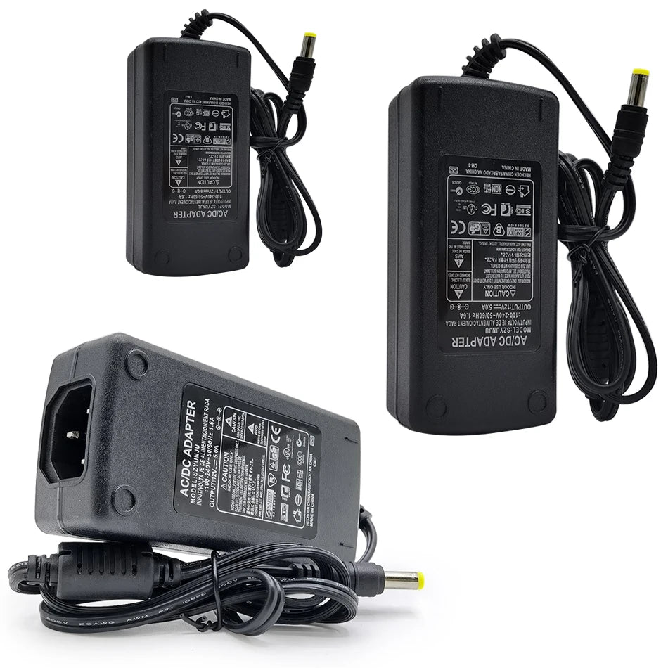 transformateur éclairage 12v 5a noir prise us uk eu led 60w adaptable cable international