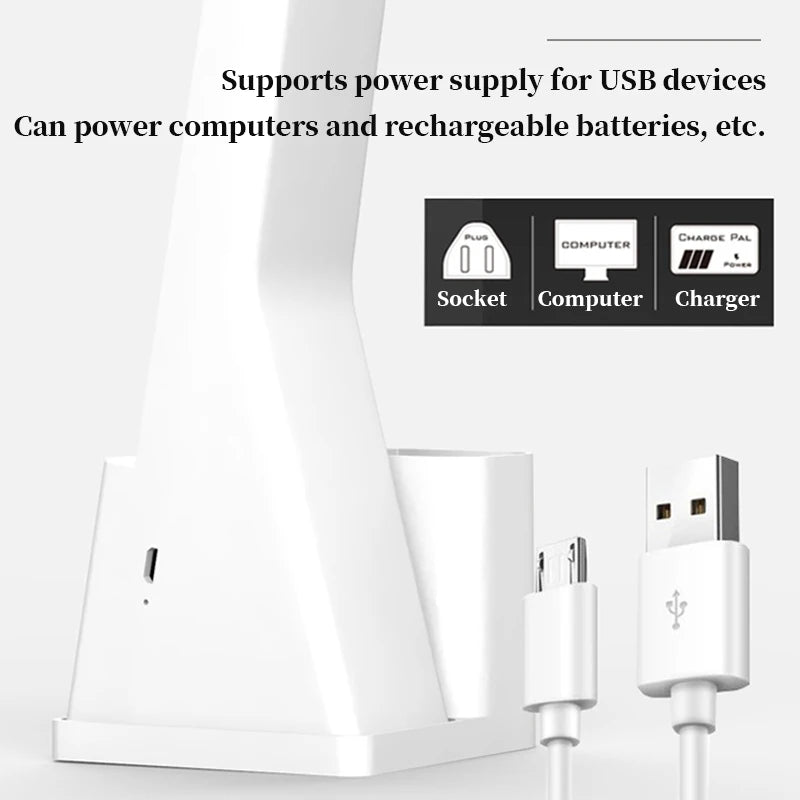 lampe led rechargeable blanc moderne sans ombre interrupteur tactile horloge veilleuse étude