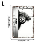 panneau decoratif metal vache highland rustique humoristique fond gris entrouverture toilettess