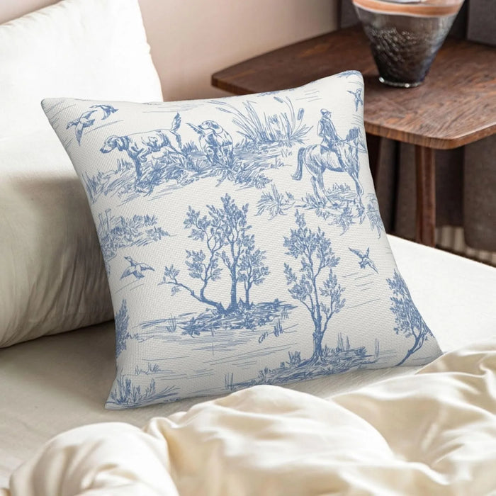 taies d'oreiller vintage motif toile jouy blanc coussins decoration maison rustique housses polyester
