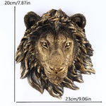 décoration murale masque lion doré noir résine réaliste sculptural fixations chambre maison