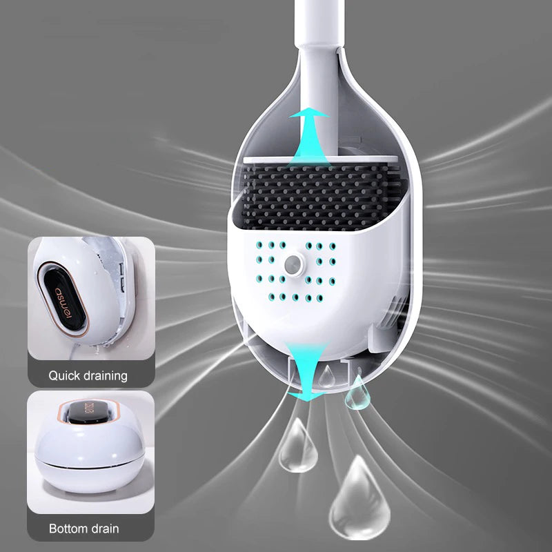 brosse wc moderne adhésif poils noirs blanc accessoire salle bain nettoyage durable 42cm