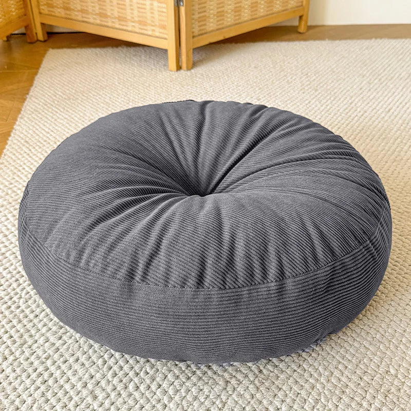 coussin rond moderne corduroy gris orange blanc doux extérieur sol lombaire câlin