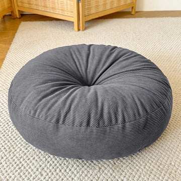 coussin rond moderne corduroy gris orange blanc doux extérieur sol lombaire câlin