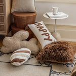 housse coussin beige marron motif rayé texture douce moderne opacité jacquard polyester décoration canapé