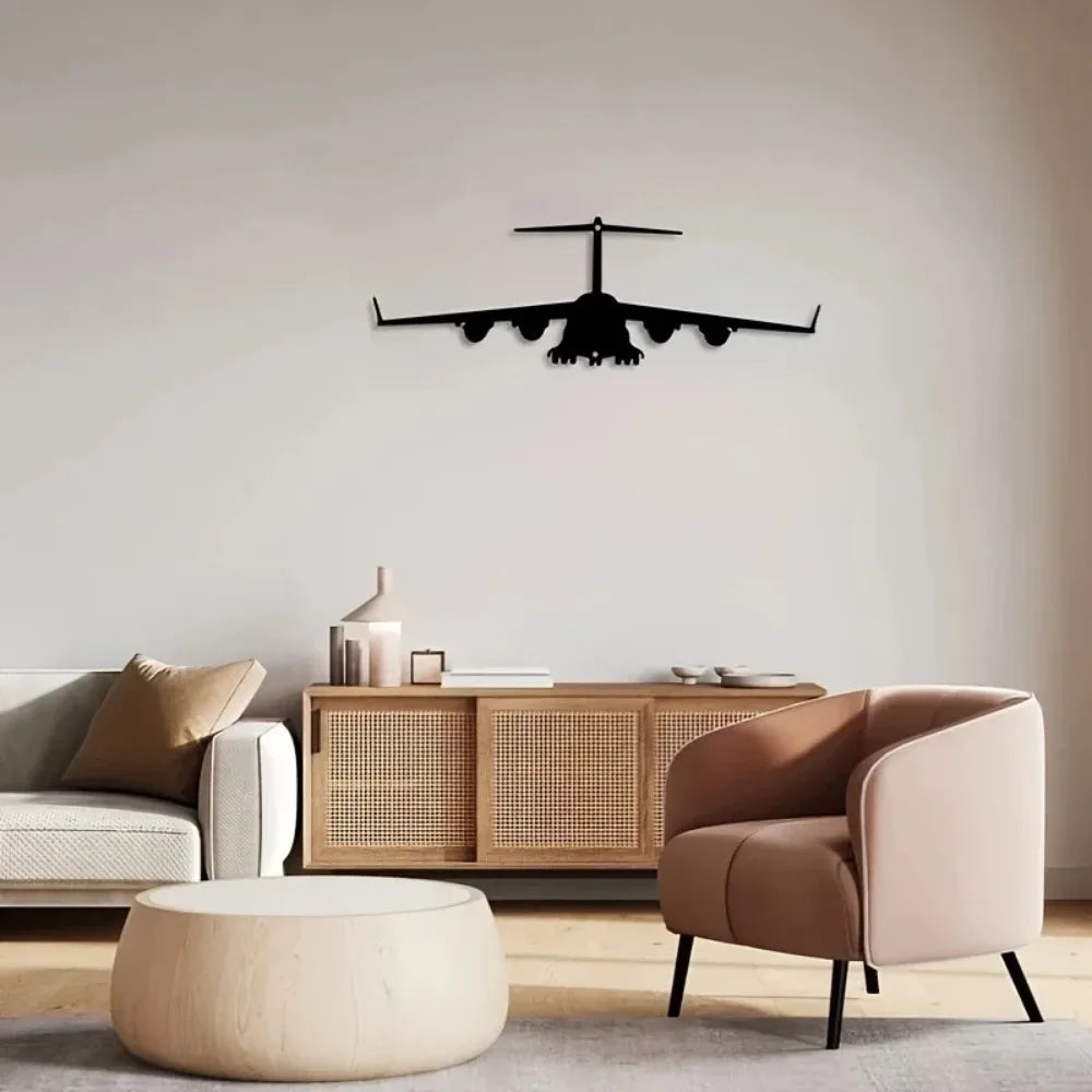 décoration murale avion métal noir silhouette minimalisteintérieur cuisine fixationsans éléments 30cm 10cm