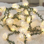 guirlande lumineuse rose feuilles vert festifs decoration mariage noel anniversaire blanc orange