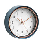 horloge murale moderne métal aiguille quartz bleu cuivre salon decoration
