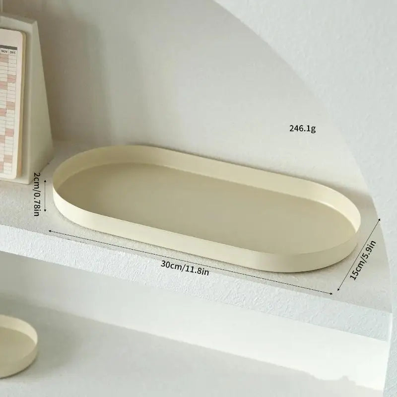plateau ovale moderne beige clair mat sans fixation 30cm 15cm apéritifs desserts