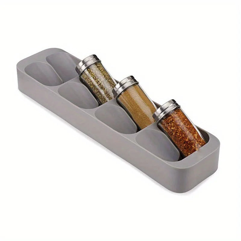 organisateur rangement pots épices bocaux condiments cuisine moderne adhésif gris transparent