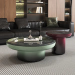 table basse moderne marbre vert blanc bois clair minimaliste ornement salon unique