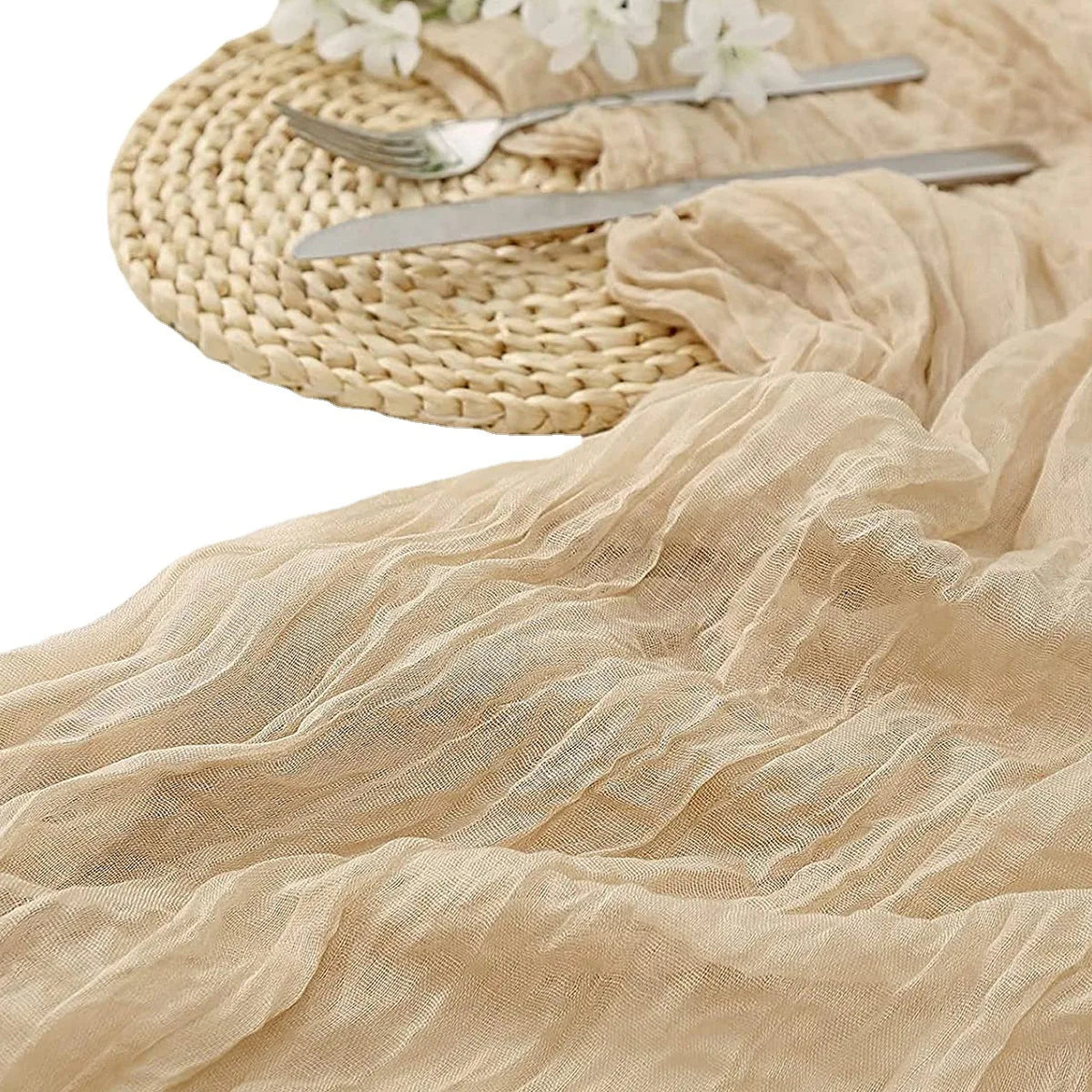 ruban table moderne rayures horizontales bleu clair beige vert olive 90x180cm festifs assiettes fourchettes