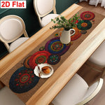 champagne bohème chemin table lin motifs circulaires multicolore festif ethnique