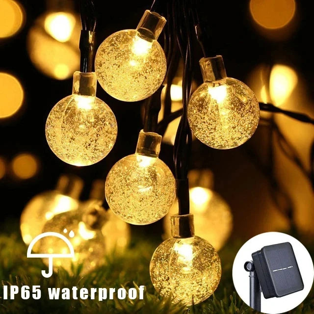 guirlande lumineuse solaire 22m 200leds blanc chaud moderne translucides