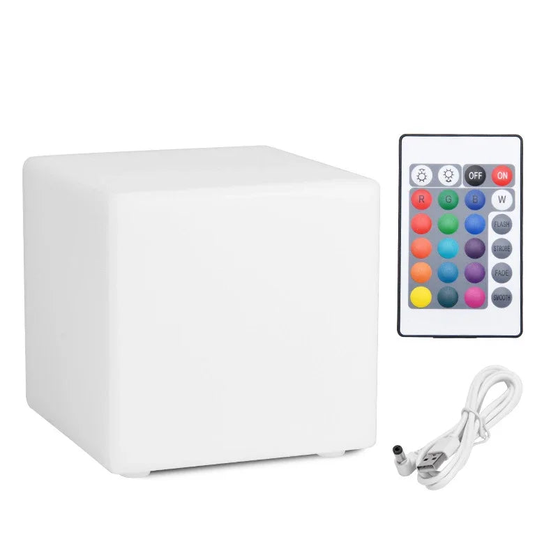 lampe cube led enfant decoration intérieure table chambre 16 couleurs rouge bleu vert jaune