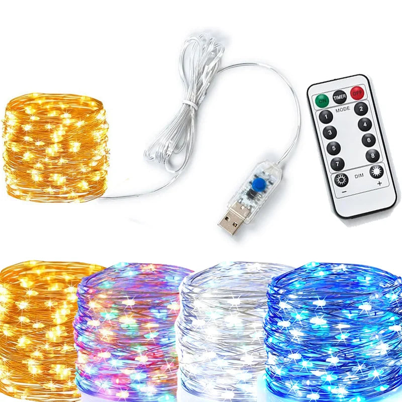 guirlande lumineuse led usb étoiles blanches multicolores moderne adhésif télécommande festive anniversaire noël mariage