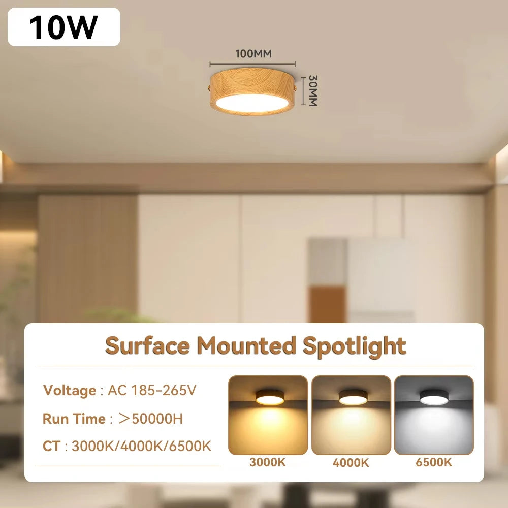 lampe led encastrable bois grain moderne facile éclairage chambre couloir 10w 15w 25w
