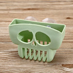 porte savon crâne stylisé rose vert pastel adhésif moderne humoristique savon brosse tasse