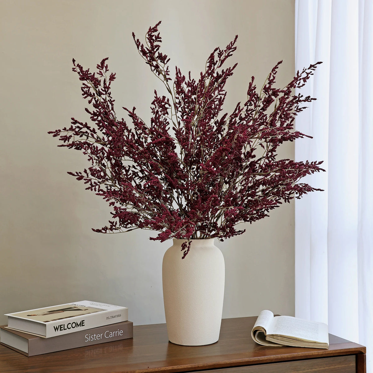 bouquet artificiel moderne feuilles fines fleurs petites rouge blanc rose jaune intérieur décoration maison