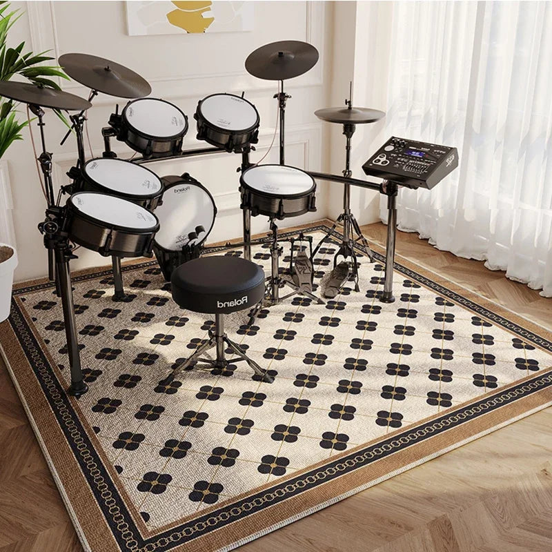 tapis moderne musical floral salon noir blanc décoration chambre hôtelextérieur
