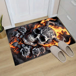 tapis crâne roses flammes gothique noir gris blanc orange chambre salon decoration