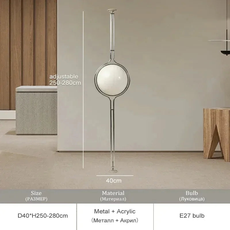 lampe sol moderne blanc sphères translucides intérieur salon chambre pied fixe métal