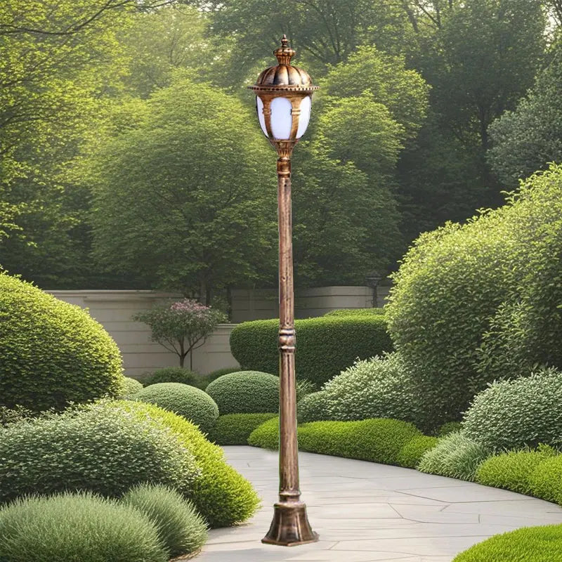 Lampadaire extérieur or noir vintage rétro éclairage public led ip65 aluminium moderne