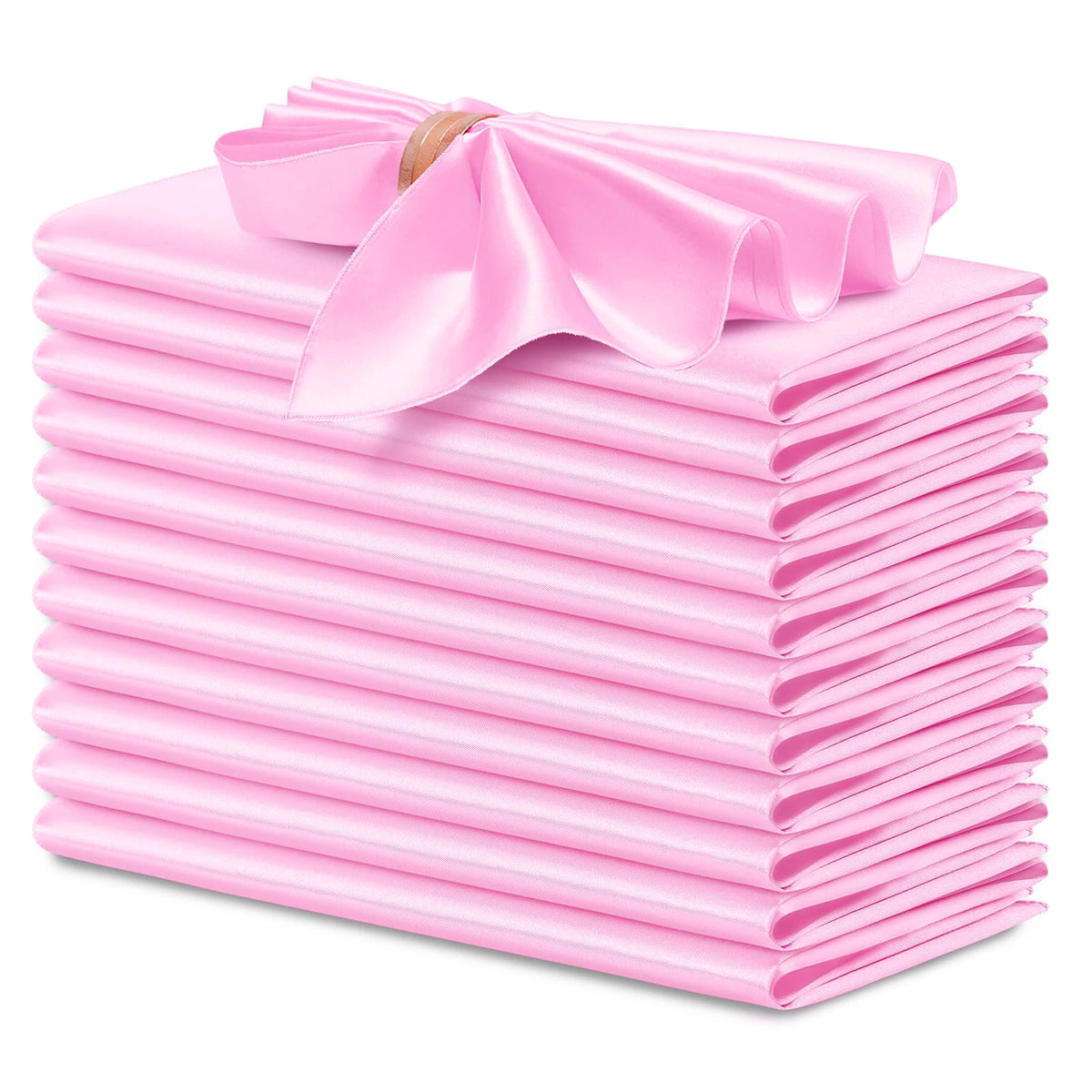 serviettes table satin rose moderne élégantes 12 pièces polyester usage maison restaurant decoration festive