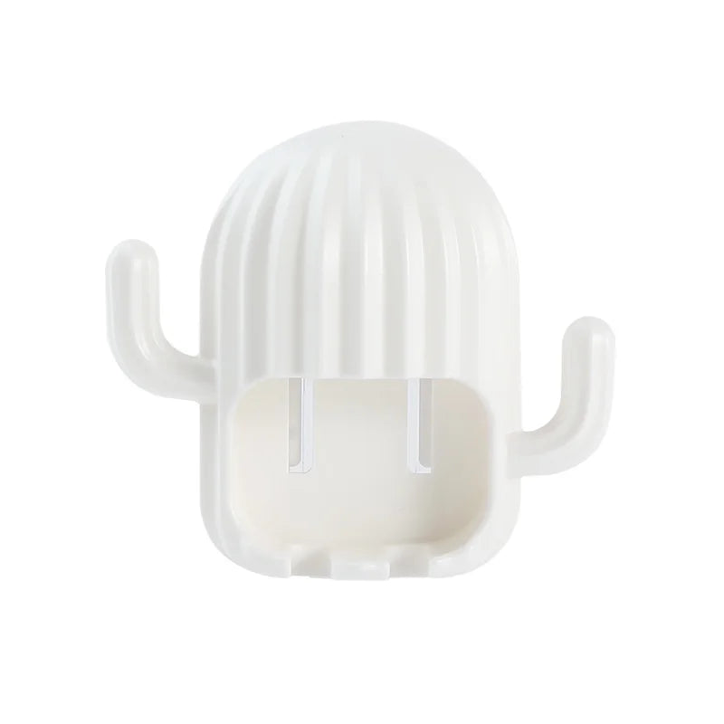 porte brosse dents cactus adhésif moderne vert blanc rose salle bains organisateur